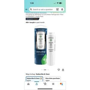 Everydrop by Whirlpool Ice and Water Refrigerator Filter 4, EDR4RXD1, Single-Pac